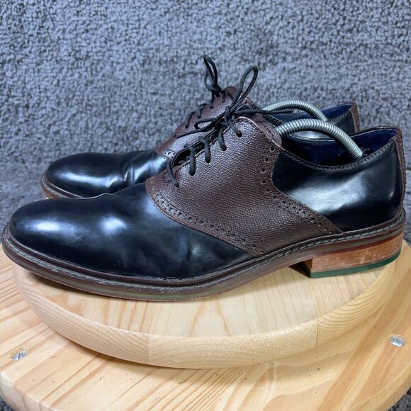 Cole Haan Black and Brown Two-Tone Leather Oxfords